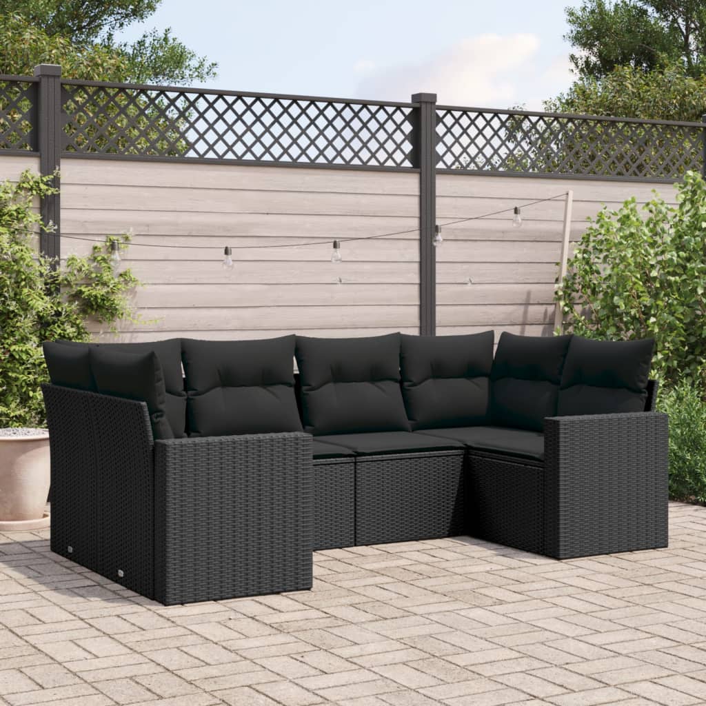 8721012979666_m_en_hd_1 vidaXL 6 Piece Garden Sofa Set with Cushions Black Poly Rattan - Image 1