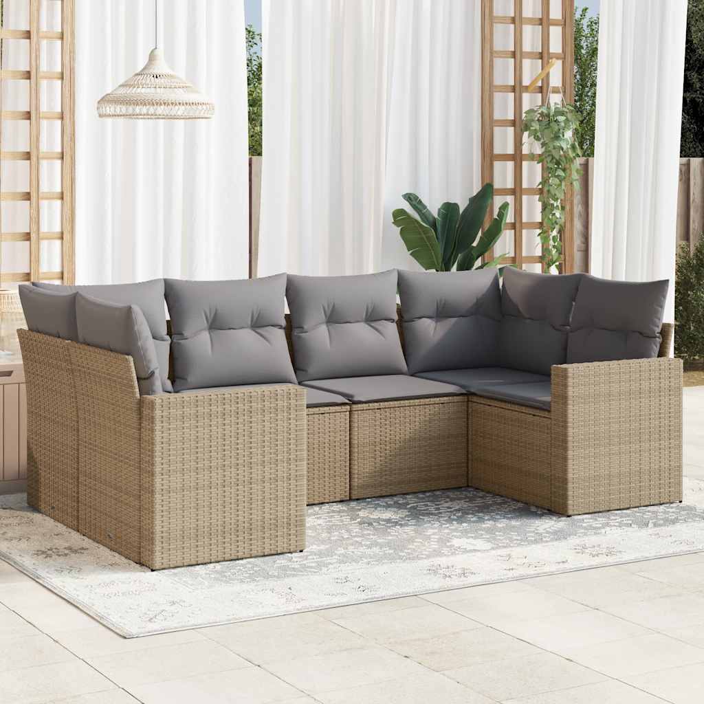 8721012979703_m_en_hd_1 vidaXL 6 Piece Garden Sofa Set with Cushions Beige Poly Rattan - Image 1