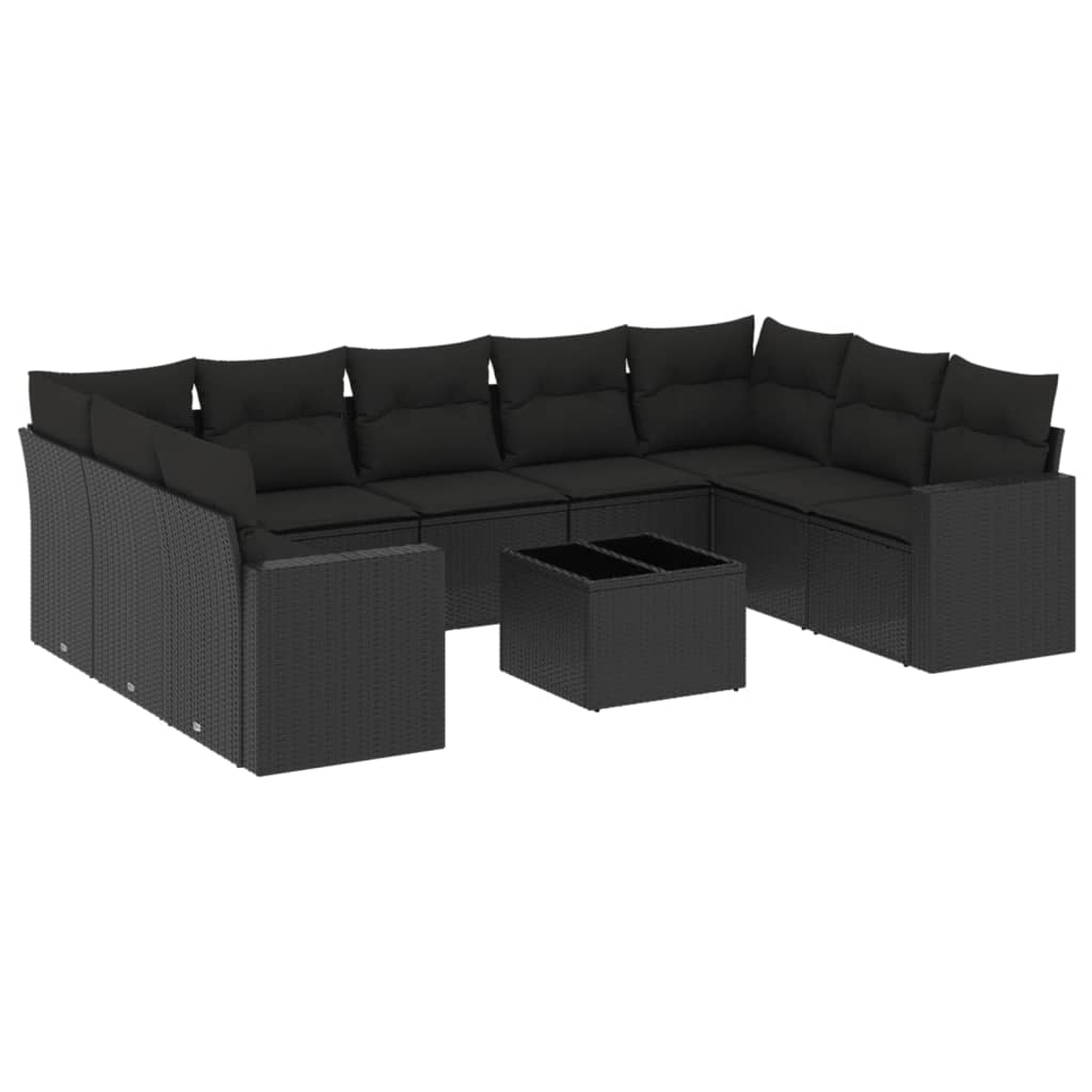 8721012979963_a_en_hd_1 vidaXL 10 Piece Garden Sofa Set with Cushions Black Poly Rattan - Image 2