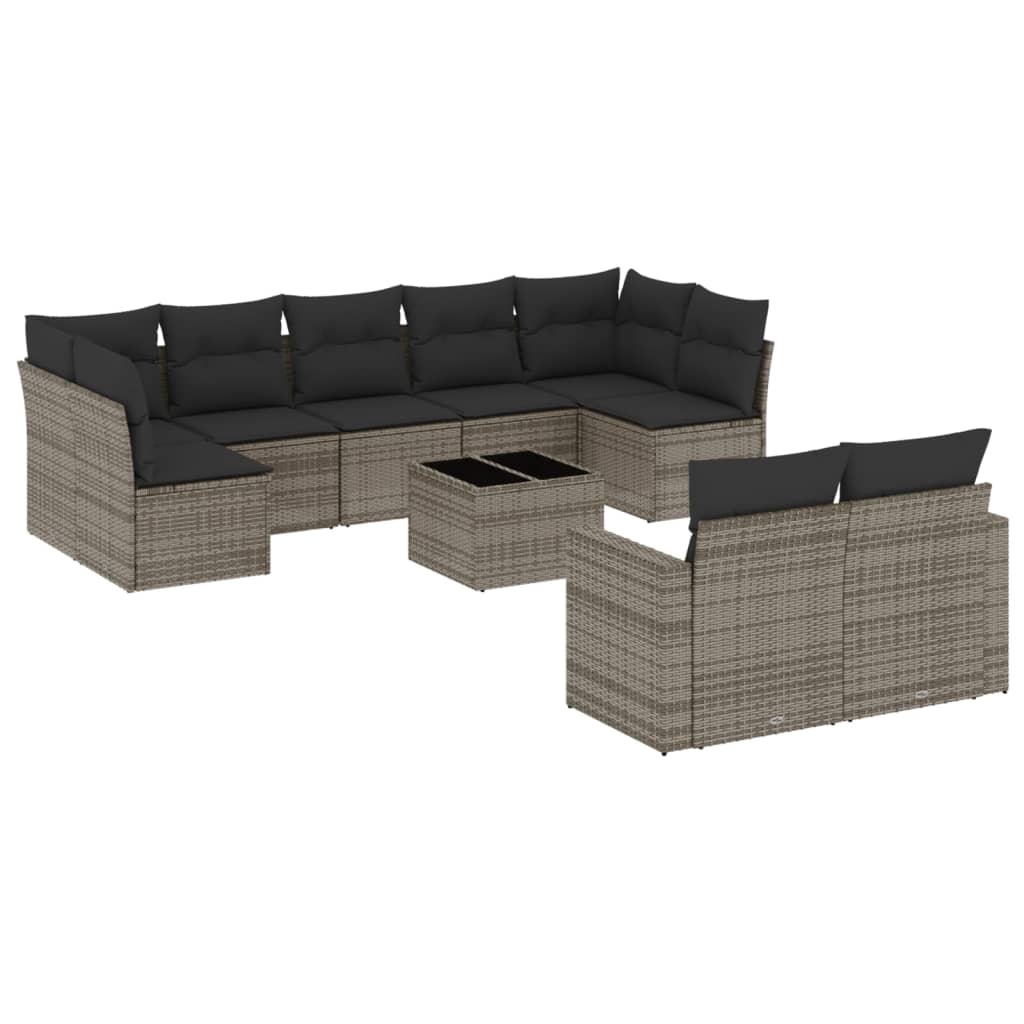 8721012980211_a_en_hd_1 vidaXL 10 Piece Garden Sofa Set with Cushions Grey Poly Rattan - Image 2