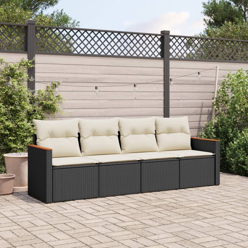 8721012997356_m_en_hd_1 vidaXL 4 Piece Garden Sofa Set with Cushions Black Poly Rattan - Image 1