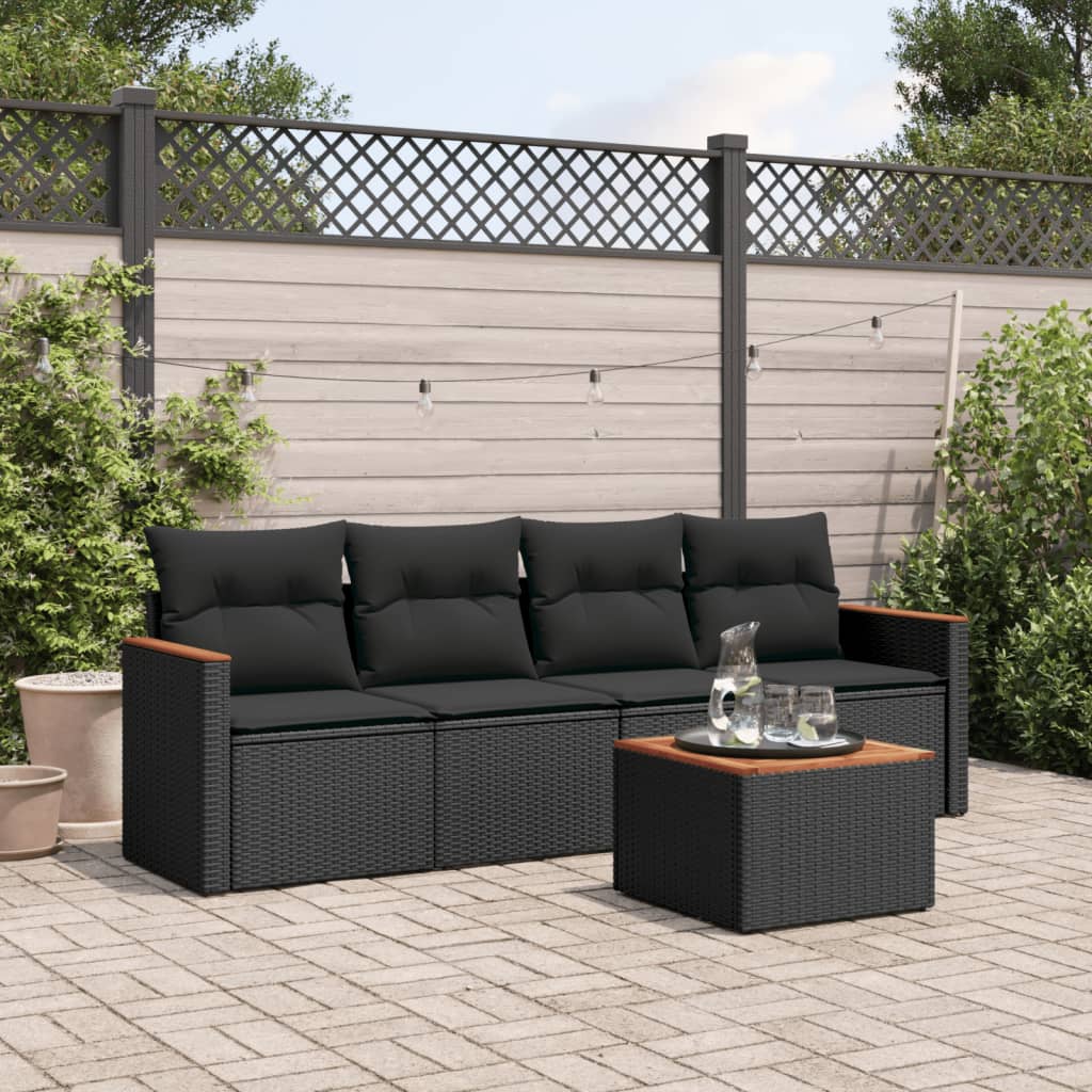 8721012997417_m_en_hd_1 vidaXL 5 Piece Garden Sofa Set with Cushions Black Poly Rattan - Image 1