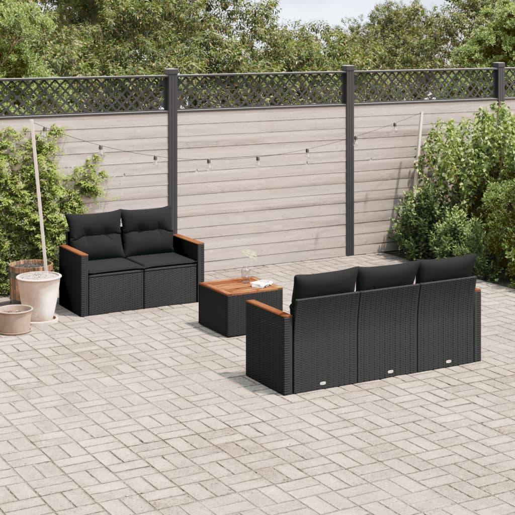 8721012997486_m_en_hd_1 vidaXL 6 Piece Garden Sofa Set with Cushions Black Poly Rattan - Image 1