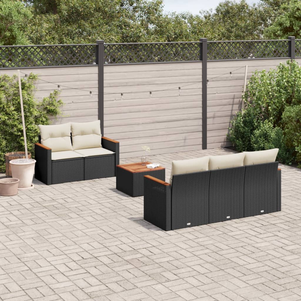 8721012997493_m_en_hd_1 vidaXL 6 Piece Garden Sofa Set with Cushions Black Poly Rattan - Image 1