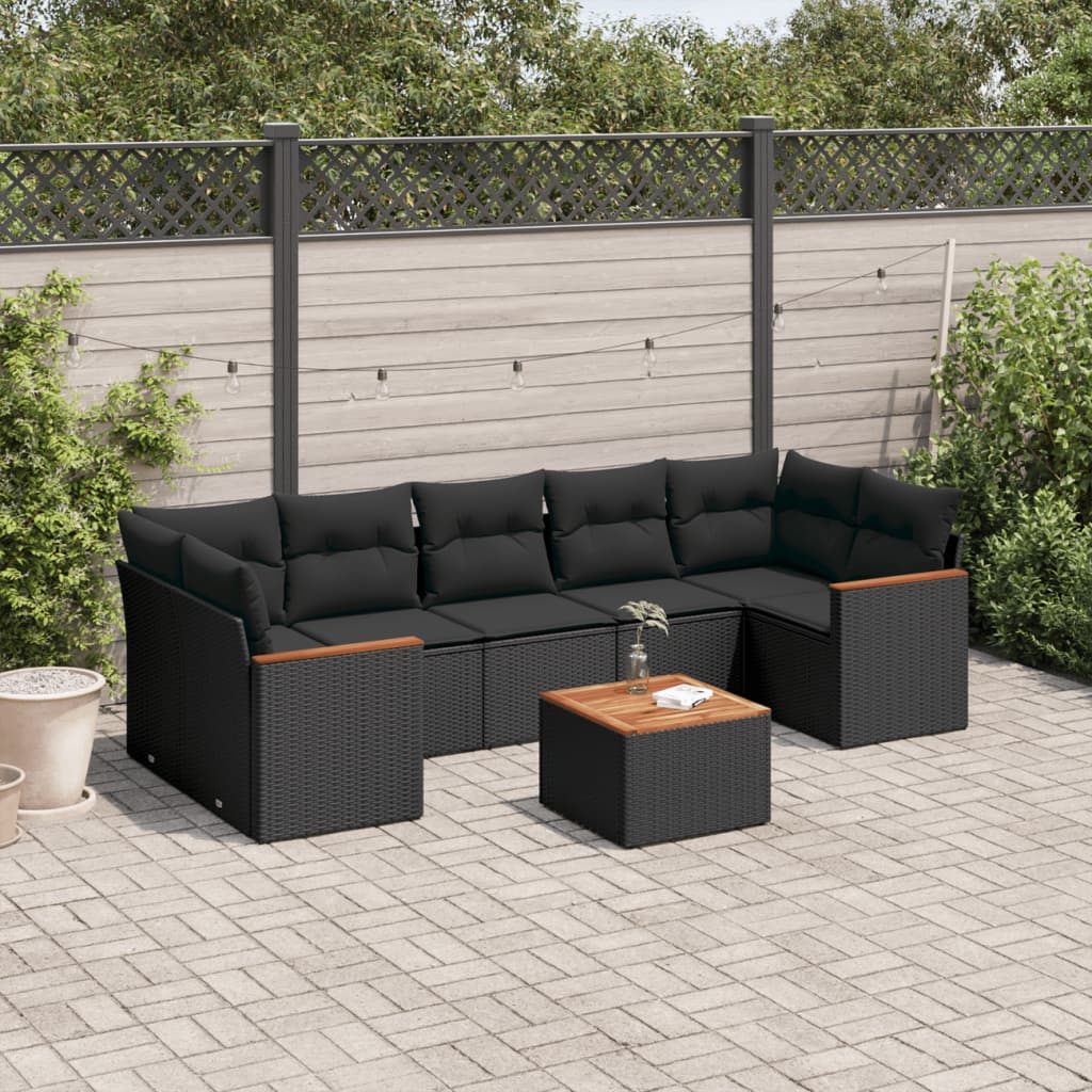 8721012997769_m_en_hd_1 vidaXL 8 Piece Garden Sofa Set with Cushions Black Poly Rattan - Image 1