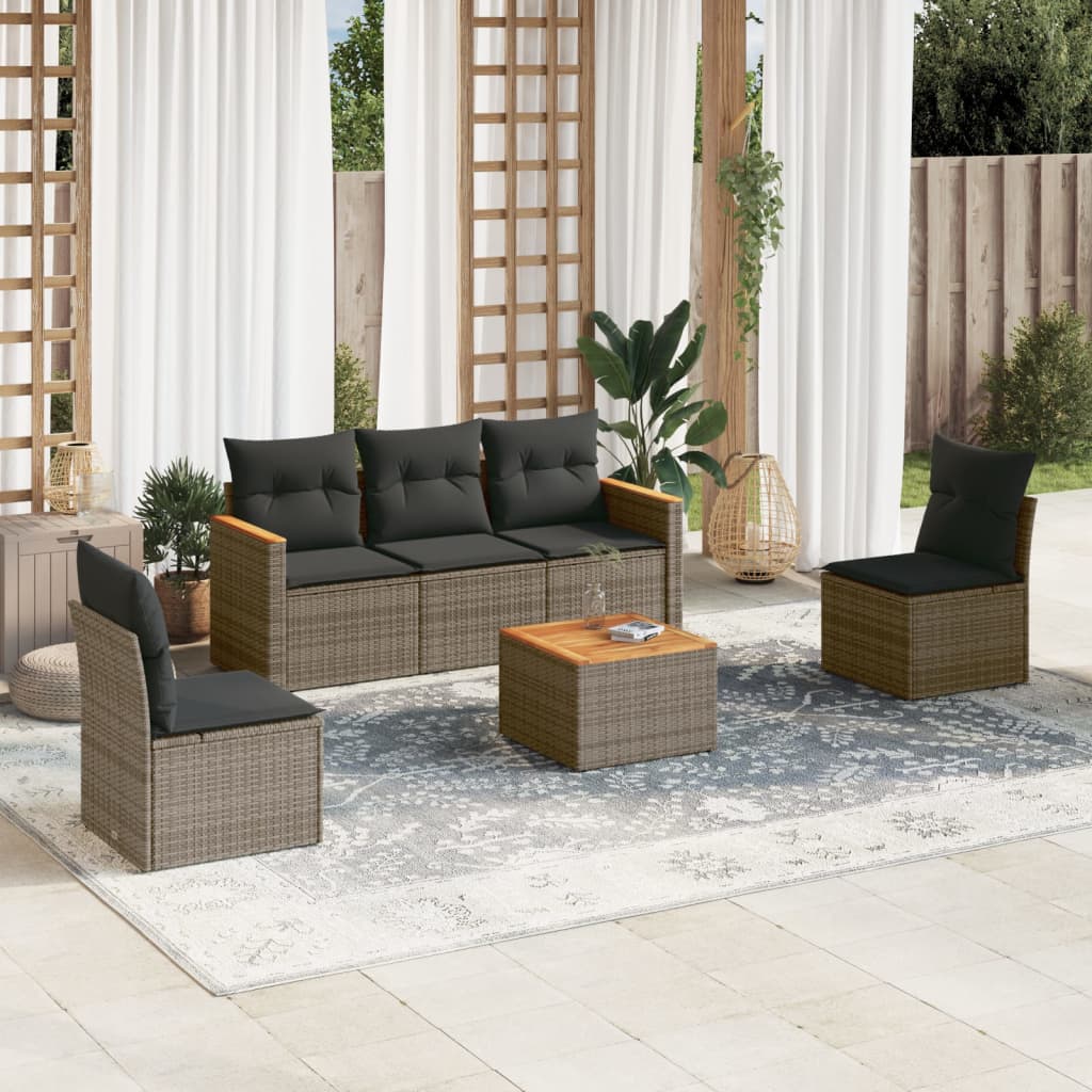 8721012998230_m_en_hd_1 vidaXL 6 Piece Garden Sofa Set with Cushions Grey Poly Rattan - Image 1