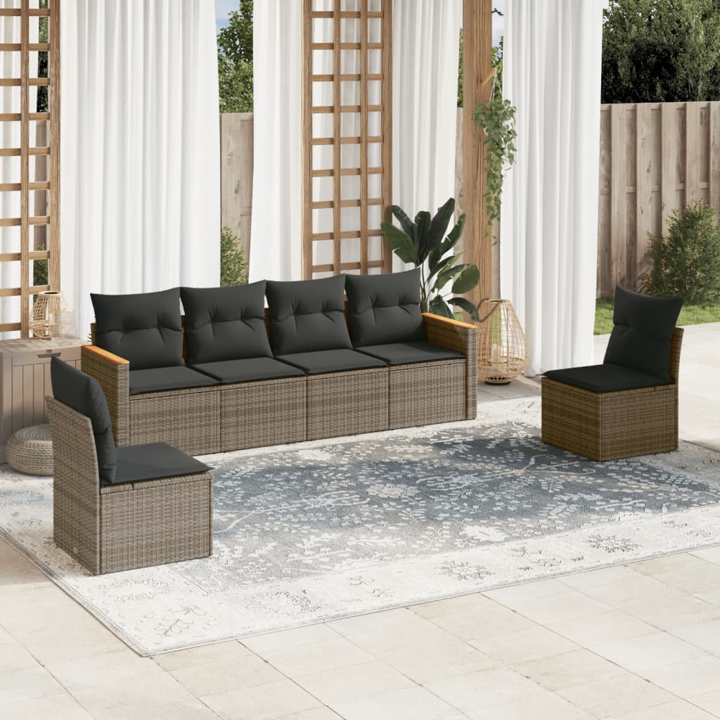 8721012998308_m_en_hd_1 vidaXL 6 Piece Garden Sofa Set with Cushions Grey Poly Rattan - Image 1