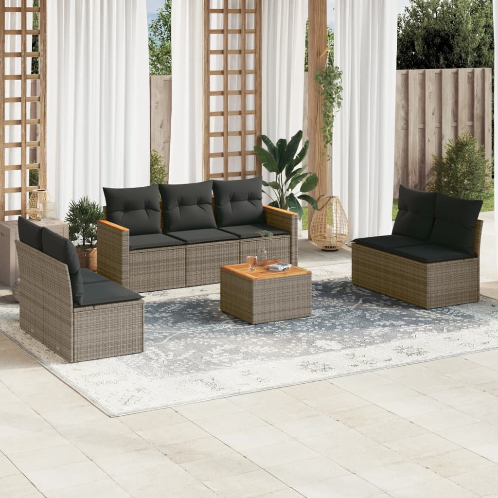 8721012998513_m_en_hd_1 vidaXL 8 Piece Garden Sofa Set with Cushions Grey Poly Rattan - Image 1