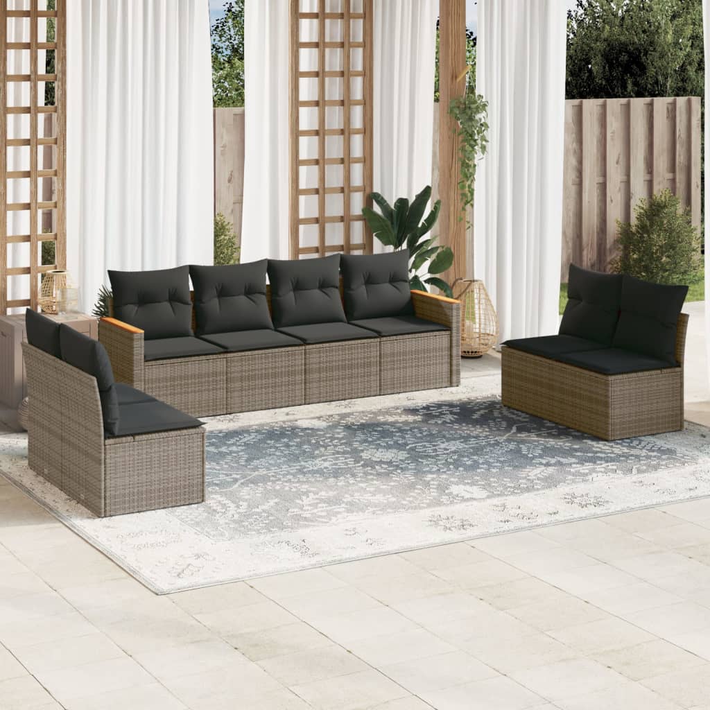 8721012998582_m_en_hd_1 vidaXL 8 Piece Garden Sofa Set with Cushions Grey Poly Rattan - Image 1
