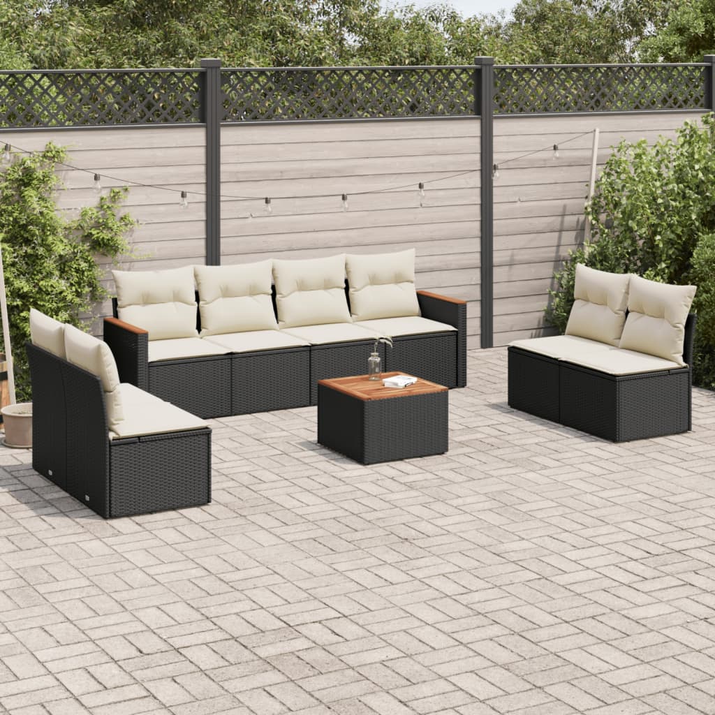 8721012998612_m_en_hd_1 vidaXL 9 Piece Garden Sofa Set with Cushions Black Poly Rattan - Image 1