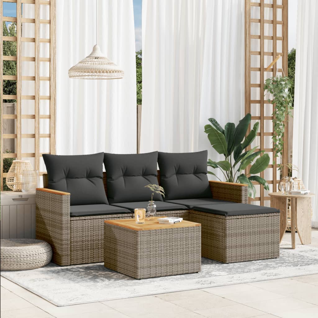 8721012998797_m_en_hd_1 vidaXL 5 Piece Garden Sofa Set with Cushions Grey Poly Rattan - Image 1