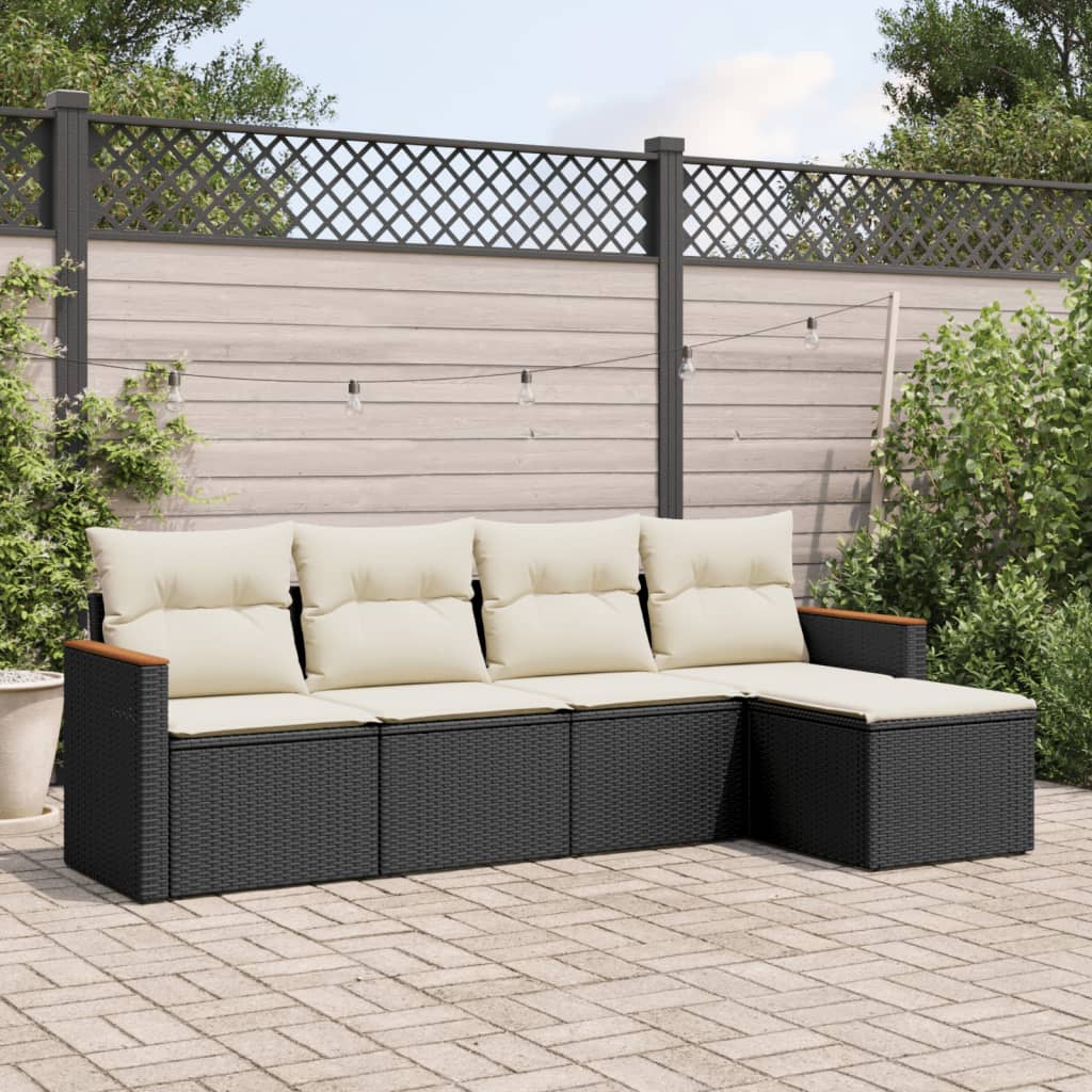 8721012998827_m_en_hd_1 vidaXL 5 Piece Garden Sofa Set with Cushions Black Poly Rattan - Image 1