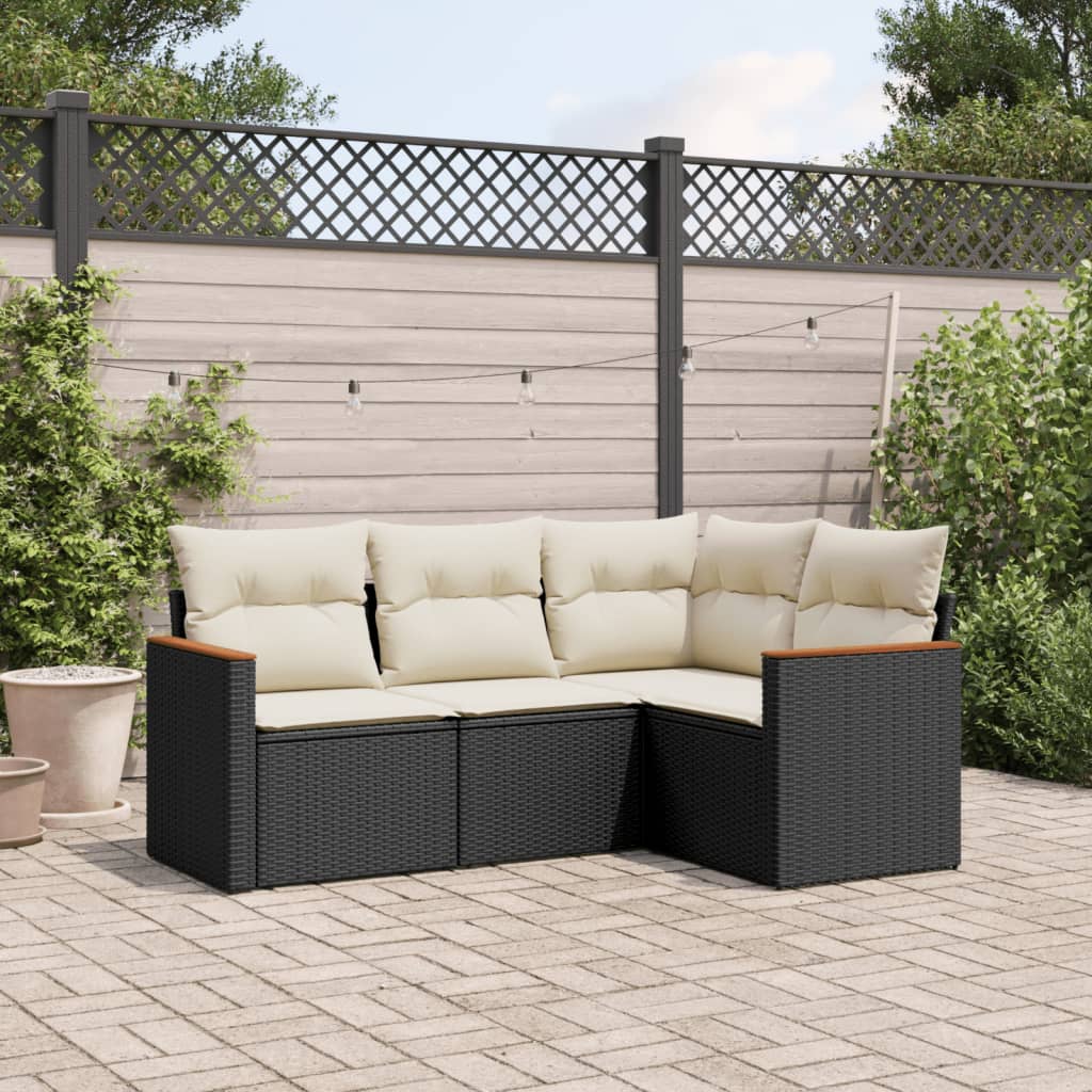 8721012998964_m_en_hd_1 vidaXL 4 Piece Garden Sofa Set with Cushions Black Poly Rattan - Image 1