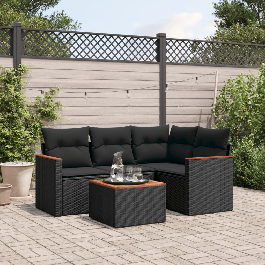 8721012999022_m_en_hd_1 vidaXL 5 Piece Garden Sofa Set with Cushions Black Poly Rattan - Image 1