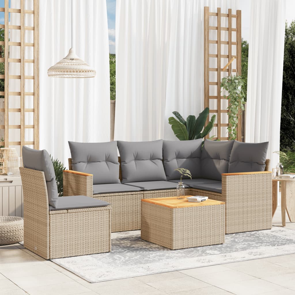 8721012999480_m_en_hd_1 vidaXL 6 Piece Garden Sofa Set with Cushions Mix Beige Poly Rattan - Image 1