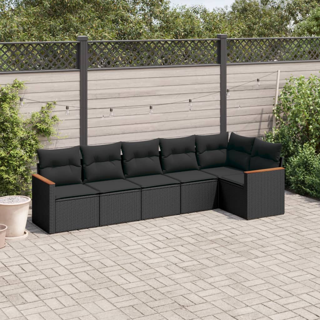 8721012999510_m_en_hd_1 vidaXL 6 Piece Garden Sofa Set with Cushions Black Poly Rattan - Image 1