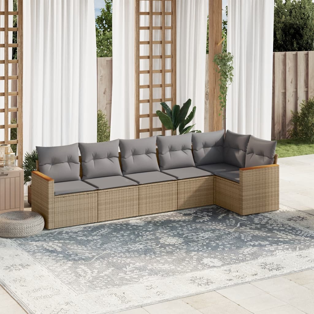 8721012999558_m_en_hd_1 vidaXL 6 Piece Garden Sofa Set with Cushions Mix Beige Poly Rattan - Image 1