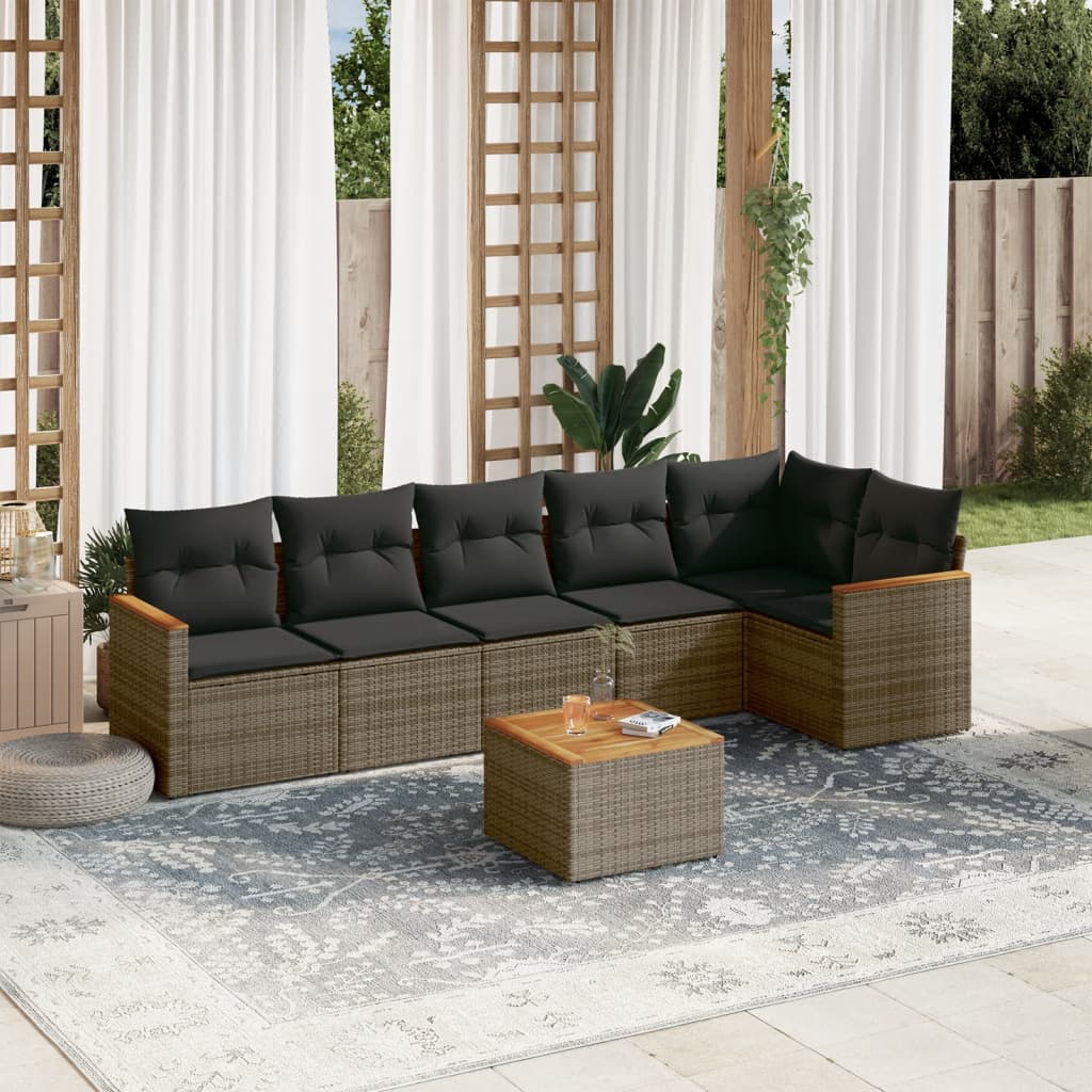 8721012999633_m_en_hd_1 vidaXL 7 Piece Garden Sofa Set with Cushions Grey Poly Rattan - Image 1