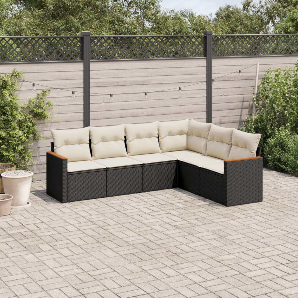 8721012999664_m_en_hd_1 vidaXL 6 Piece Garden Sofa Set with Cushions Black Poly Rattan - Image 1