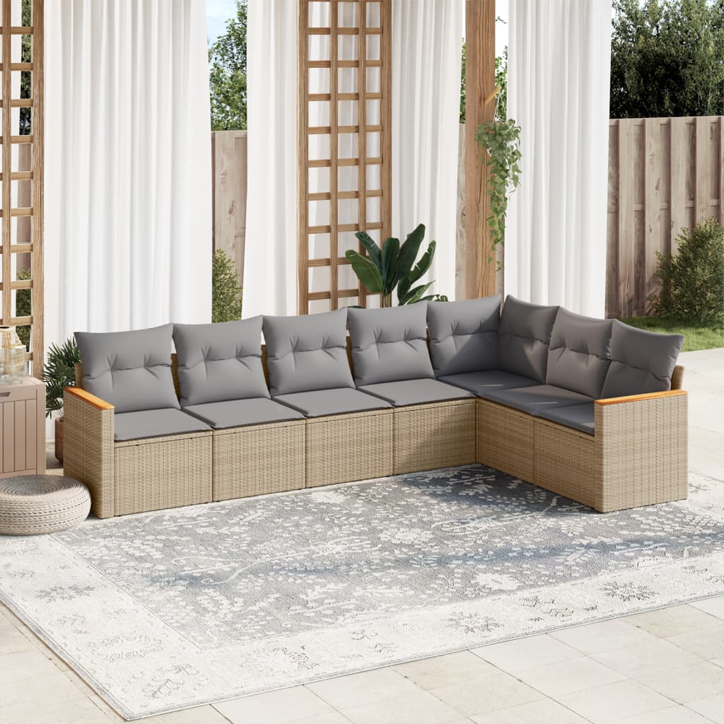 8721012999978_m_en_hd_1 vidaXL 7 Piece Garden Sofa Set with Cushions Mix Beige Poly Rattan - Image 1