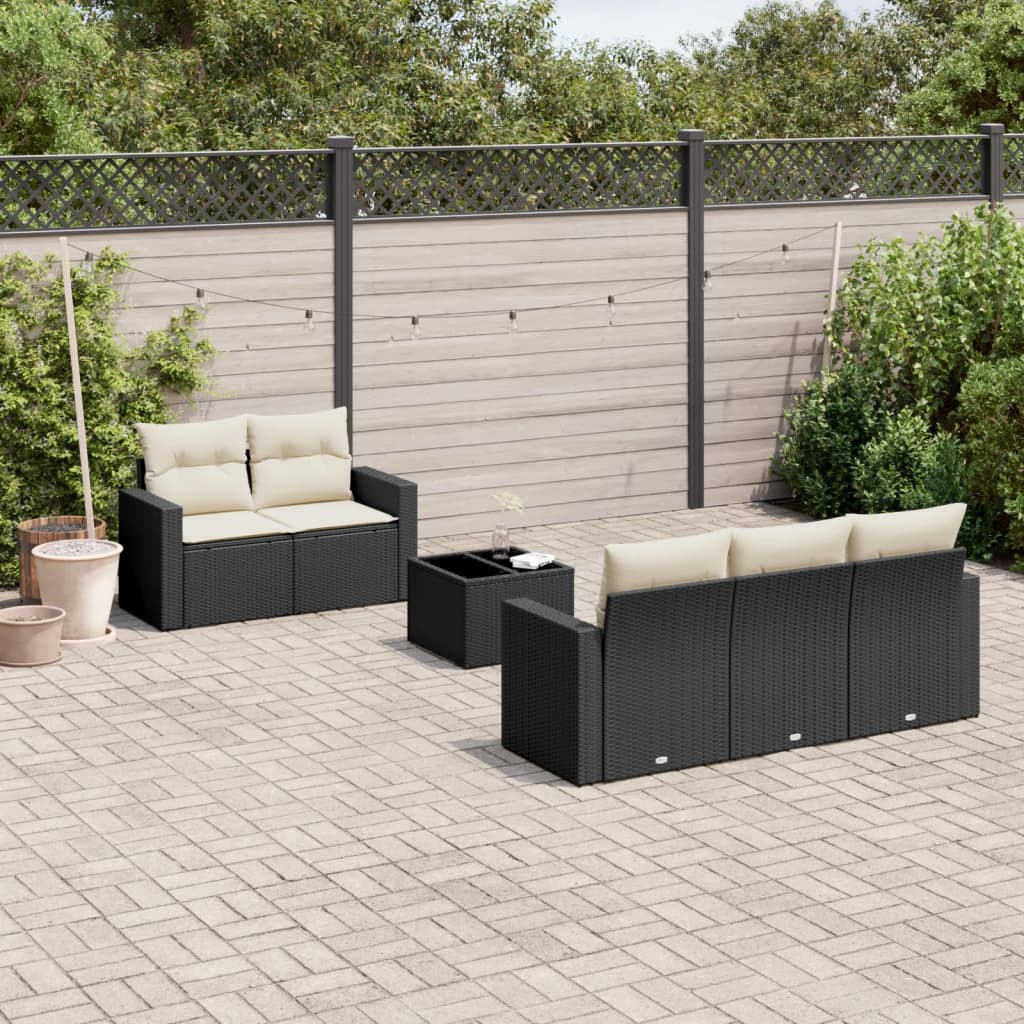 8721102300080_m_en_hd_1 vidaXL 6 Piece Garden Sofa Set with Cushions Black Poly Rattan - Image 1