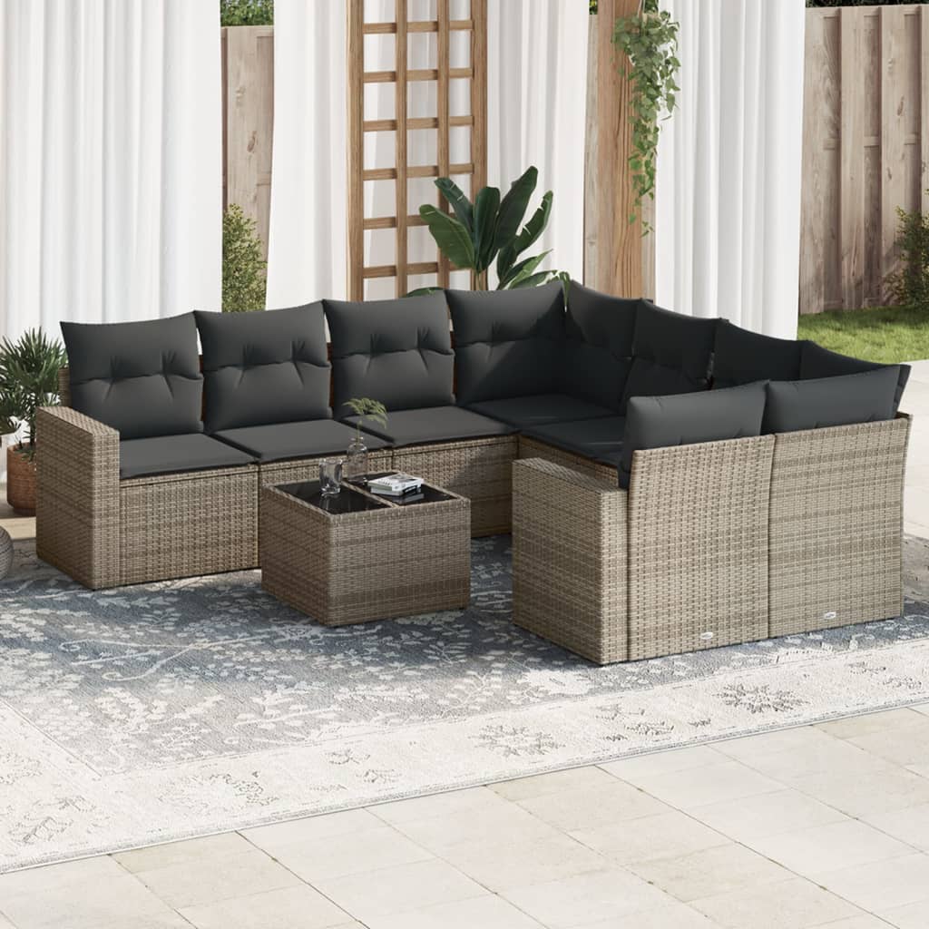 8721102300721_m_en_hd_1 vidaXL 9 Piece Garden Sofa Set with Cushions Grey Poly Rattan - Image 1