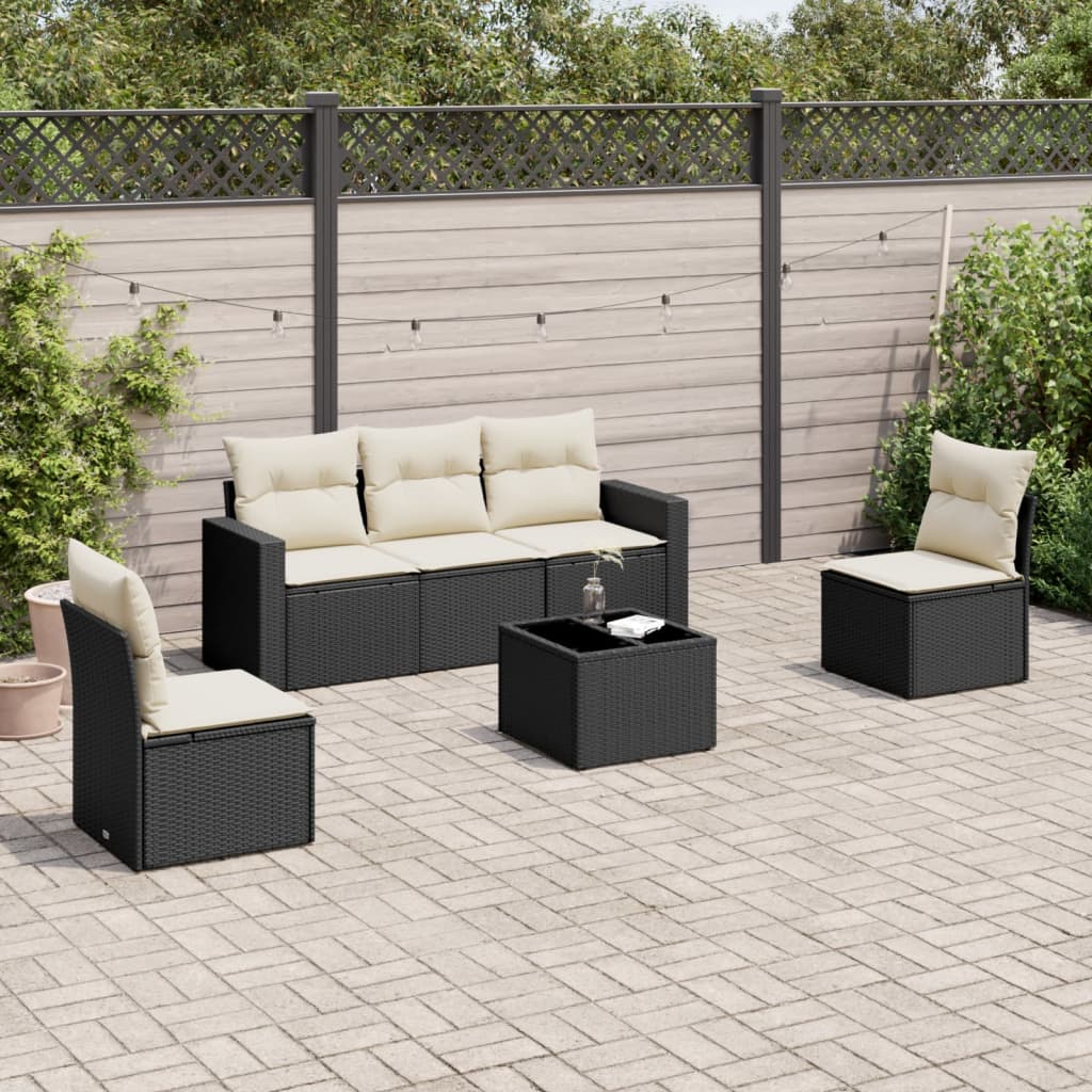 8721102301087_m_en_hd_1 vidaXL 6 Piece Garden Sofa Set with Cushions Black Poly Rattan - Image 1