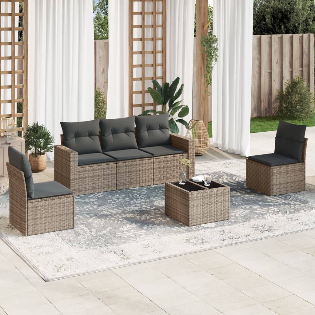 8721102301124_m_en_hd_1 vidaXL 6 Piece Garden Sofa Set with Cushions Grey Poly Rattan - Image 1