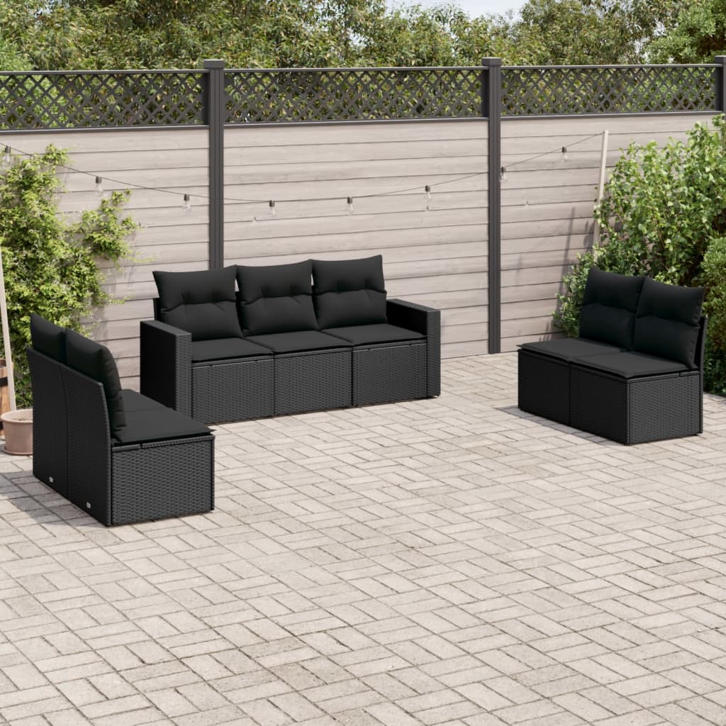 8721102301377_m_en_hd_1 vidaXL 7 Piece Garden Sofa Set with Cushions Black Poly Rattan - Image 1