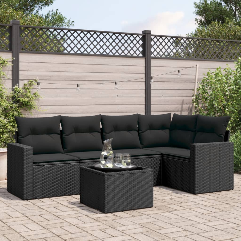8721102302473_m_en_hd_1 vidaXL 6 Piece Garden Sofa Set with Cushions Black Poly Rattan - Image 1