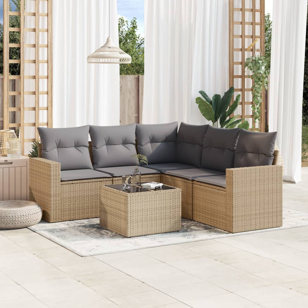 8721102302718_m_en_hd_1 vidaXL 6 Piece Garden Sofa Set with Cushions Beige Poly Rattan - Image 1