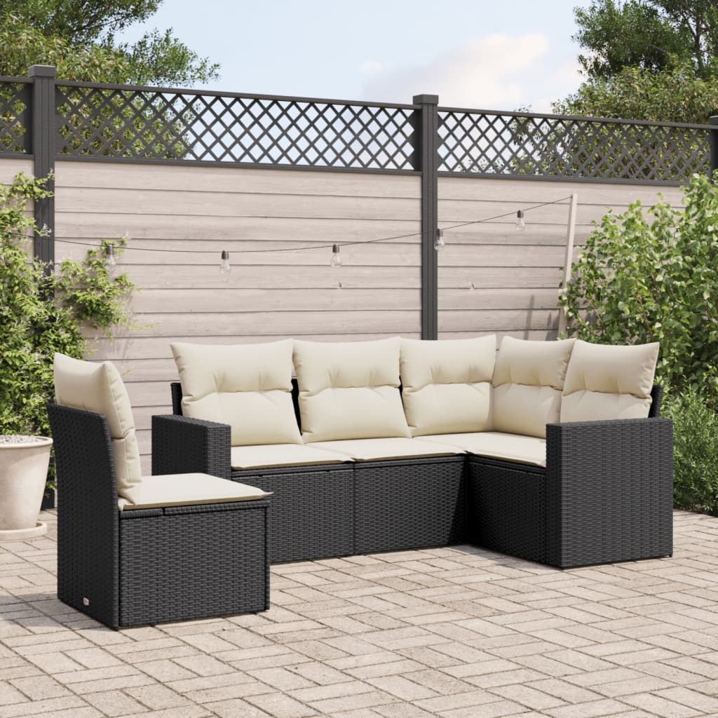 8721102302787_m_en_hd_1 vidaXL 5 Piece Garden Sofa Set with Cushions Black Poly Rattan - Image 1