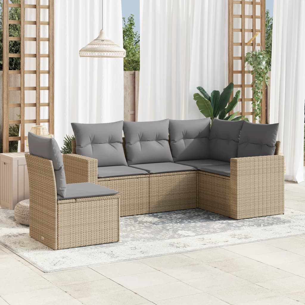 8721102302817_m_en_hd_1 vidaXL 5 Piece Garden Sofa Set with Cushions Beige Poly Rattan - Image 1