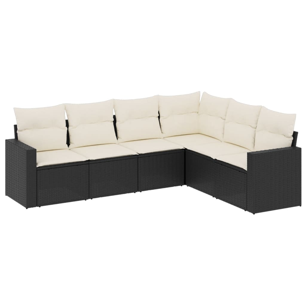 8721102303180_a_en_hd_1 vidaXL 6 Piece Garden Sofa Set with Cushions Black Poly Rattan - Image 2
