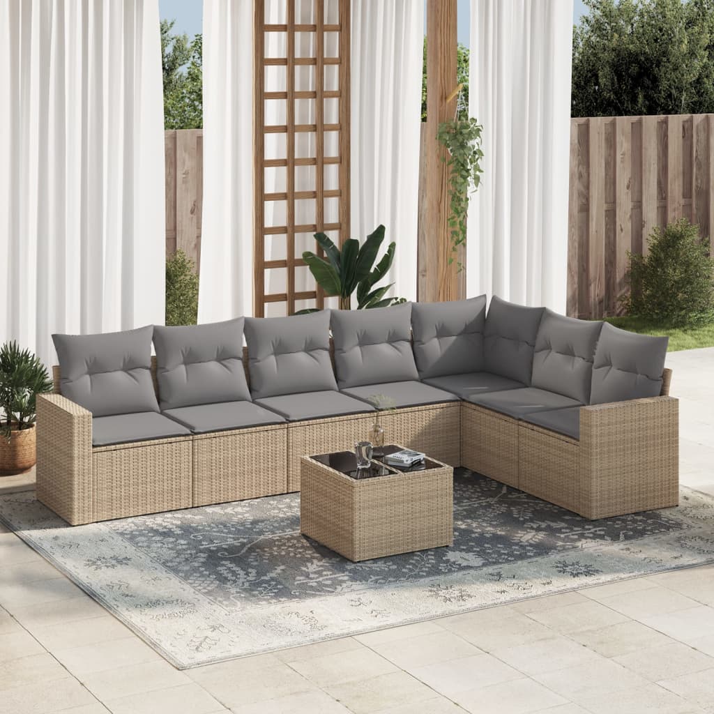 8721102303715_m_en_hd_1 vidaXL 8 Piece Garden Sofa Set with Cushions Beige Poly Rattan - Image 1