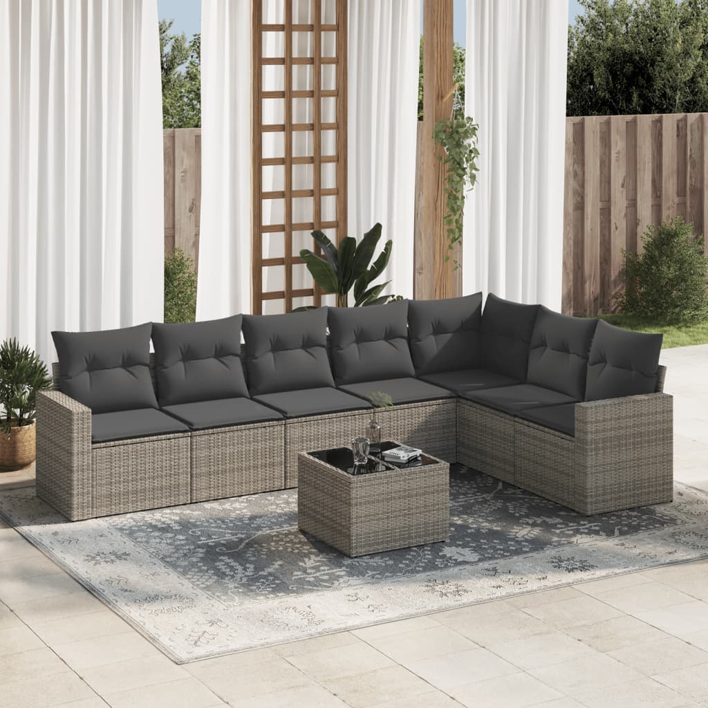 8721102303722_m_en_hd_1 vidaXL 8 Piece Garden Sofa Set with Cushions Grey Poly Rattan - Image 1
