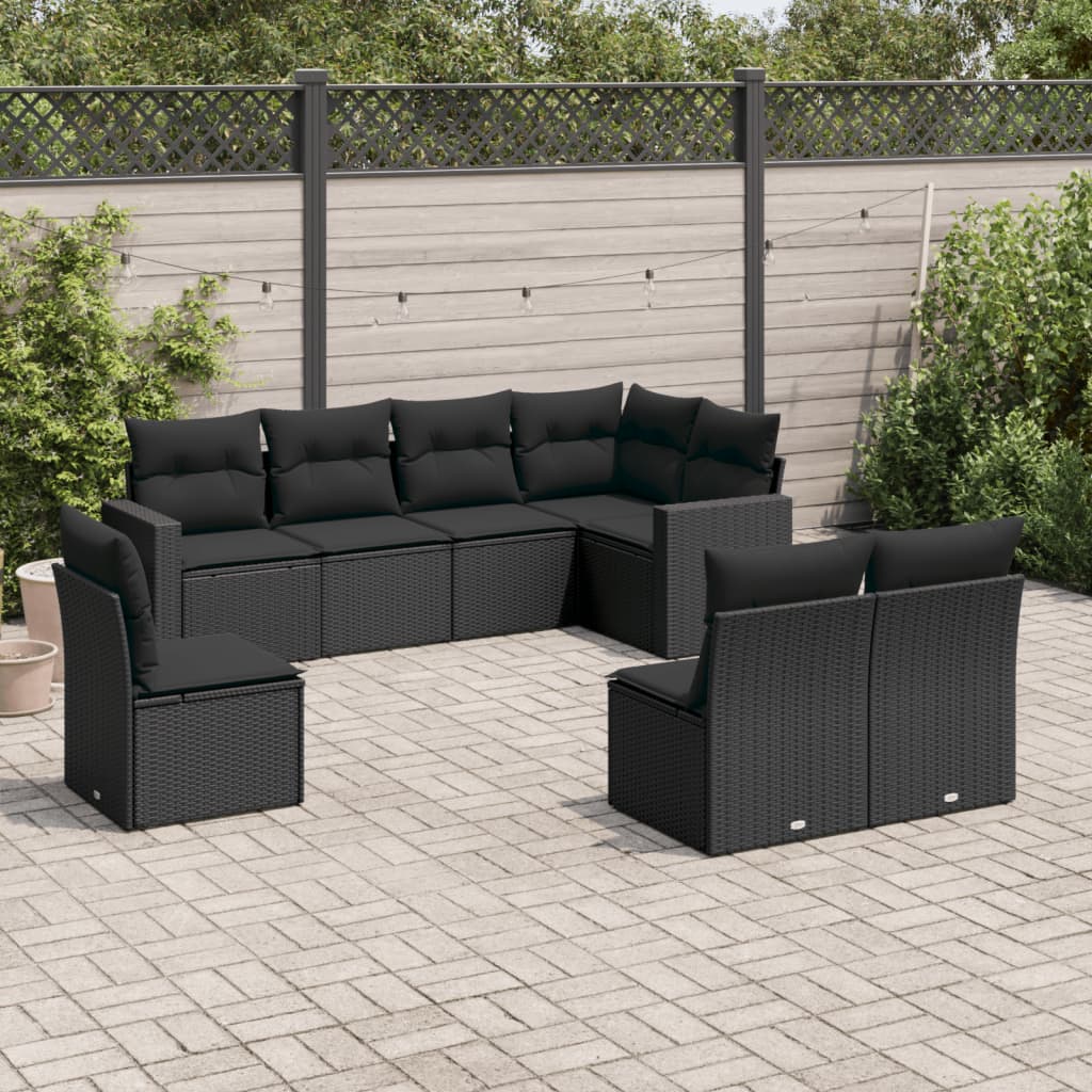 8721102303777_m_en_hd_1 vidaXL 8 Piece Garden Sofa Set with Cushions Black Poly Rattan - Image 1