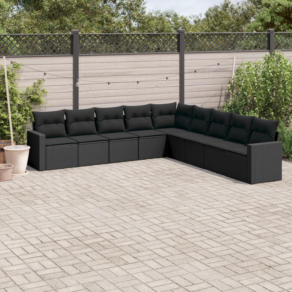 8721102303975_m_en_hd_1 vidaXL 9 Piece Garden Sofa Set with Cushions Black Poly Rattan - Image 1