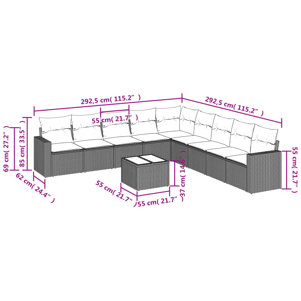 8721102304071_g_en_hd_1 vidaXL 10 Piece Garden Sofa Set with Cushions Black Poly Rattan - Image 3