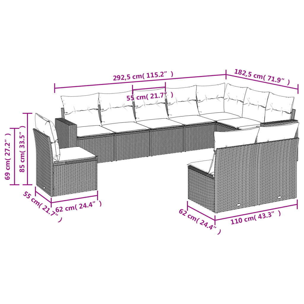 8721102304170_g_en_hd_1 vidaXL 10 Piece Garden Sofa Set with Cushions Black Poly Rattan - Image 3