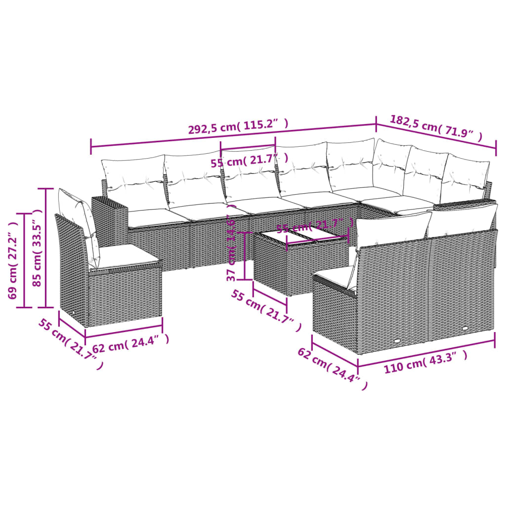 8721102304316_g_en_hd_1 vidaXL 11 Piece Garden Sofa Set with Cushions Beige Poly Rattan - Image 3
