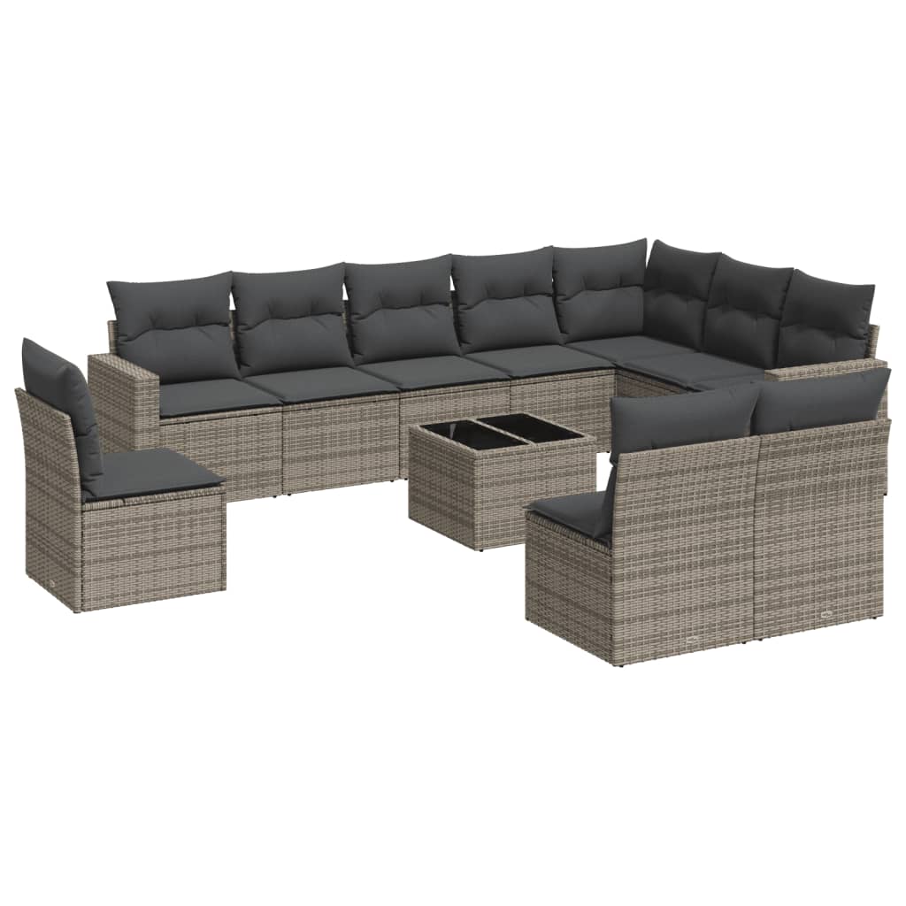 8721102304323_a_en_hd_1 vidaXL 11 Piece Garden Sofa Set with Cushions Grey Poly Rattan - Image 2