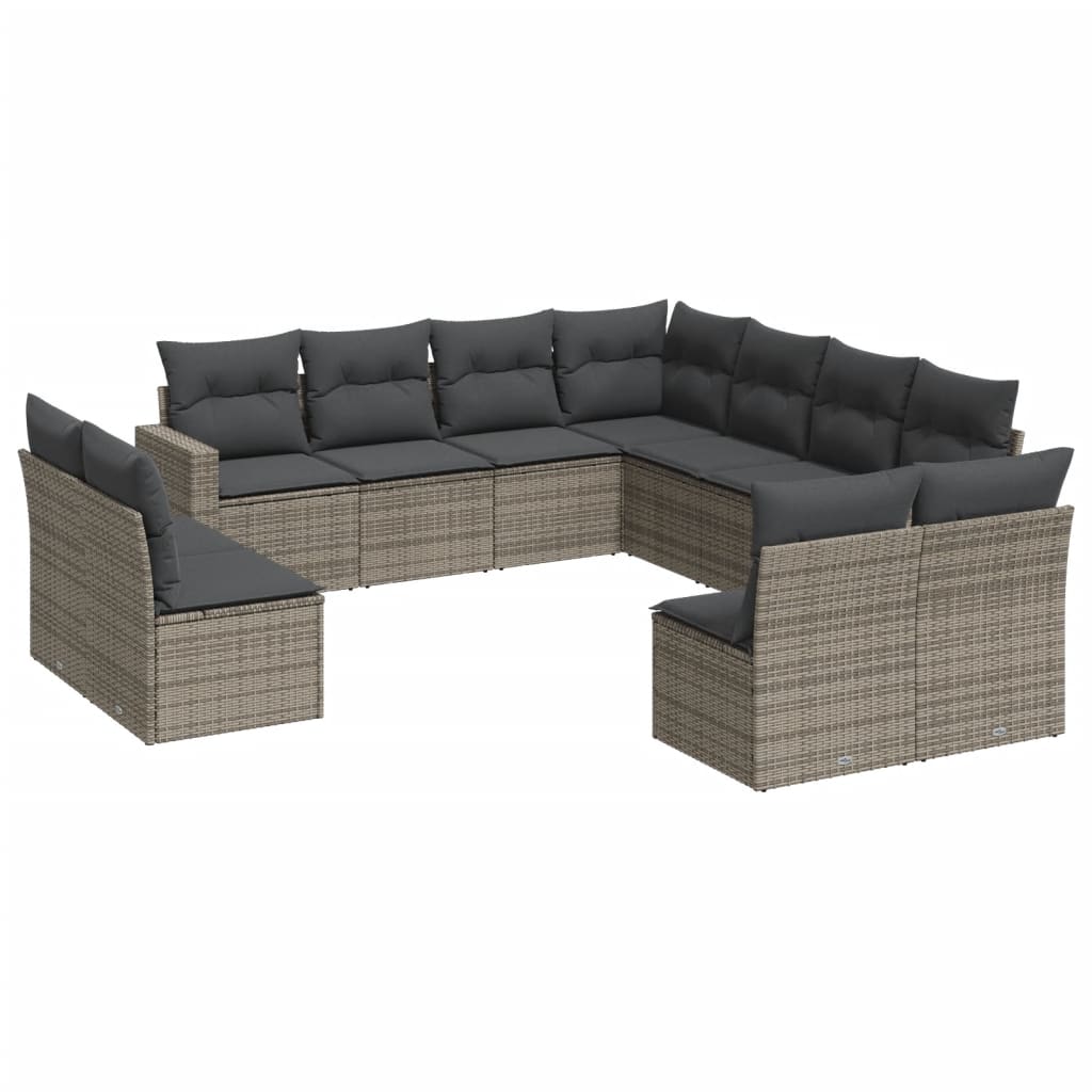 8721102304422_a_en_hd_1 vidaXL 11 Piece Garden Sofa Set with Cushions Grey Poly Rattan - Image 2