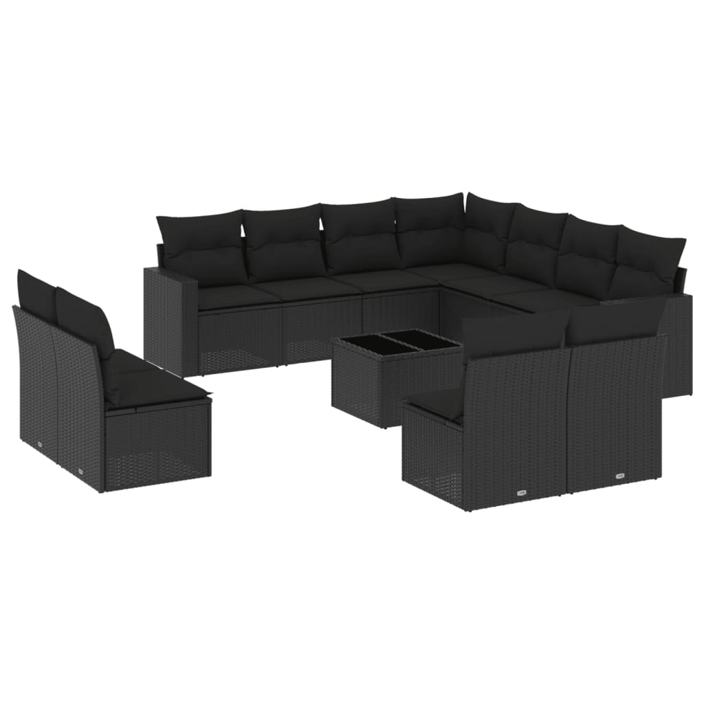 8721102304477_a_en_hd_1 vidaXL 12 Piece Garden Sofa Set with Cushions Black Poly Rattan - Image 2