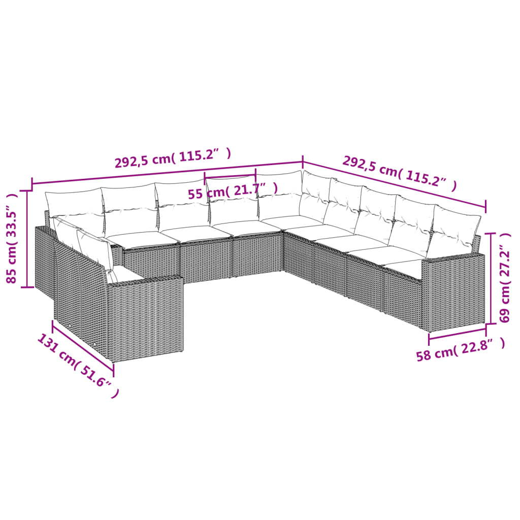 8721102305016_g_en_hd_1 vidaXL 11 Piece Garden Sofa Set with Cushions Beige Poly Rattan - Image 3