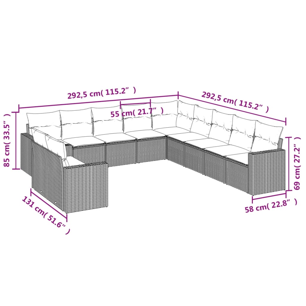 8721102305023_g_en_hd_1 vidaXL 11 Piece Garden Sofa Set with Cushions Grey Poly Rattan - Image 3