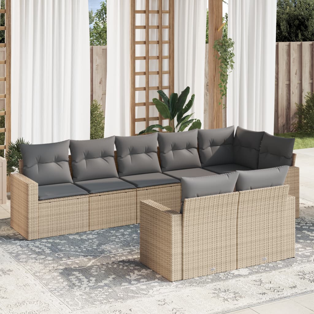 8721102305313_m_en_hd_1 vidaXL 8 Piece Garden Sofa Set with Cushions Beige Poly Rattan - Image 1
