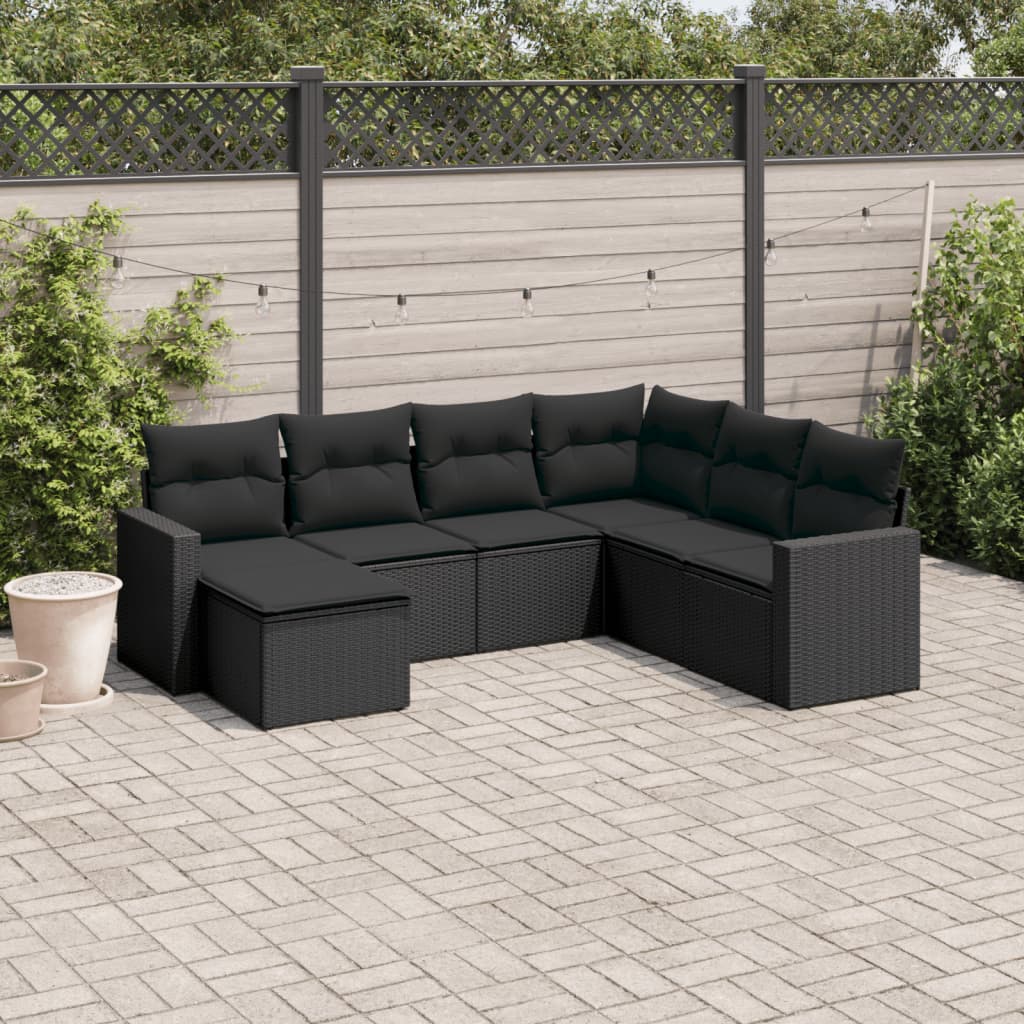 8721102306075_m_en_hd_1 vidaXL 7 Piece Garden Sofa Set with Cushions Black Poly Rattan - Image 1