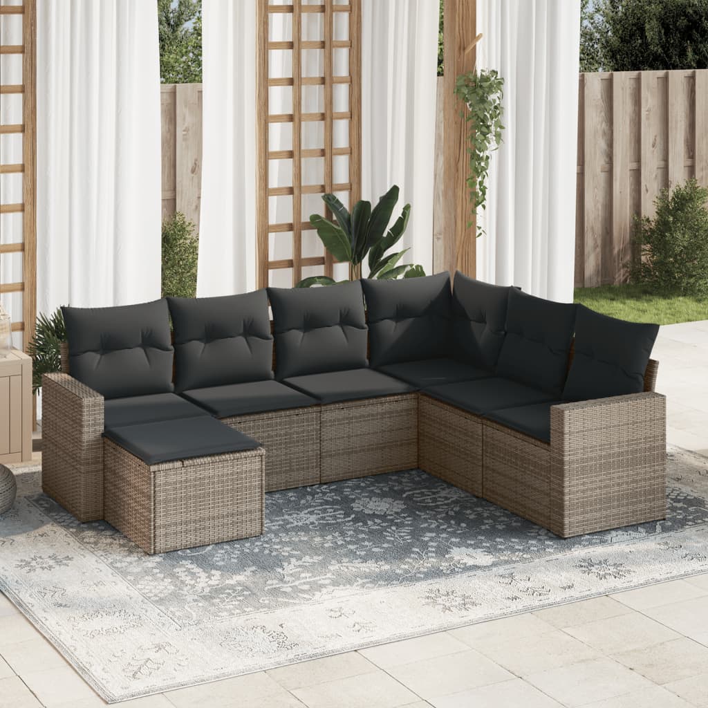 8721102306129_m_en_hd_1 vidaXL 7 Piece Garden Sofa Set with Cushions Grey Poly Rattan - Image 1