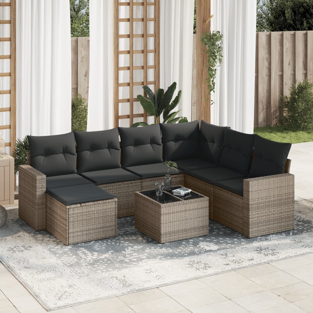 8721102306228_m_en_hd_1 vidaXL 8 Piece Garden Sofa Set with Cushions Grey Poly Rattan - Image 1